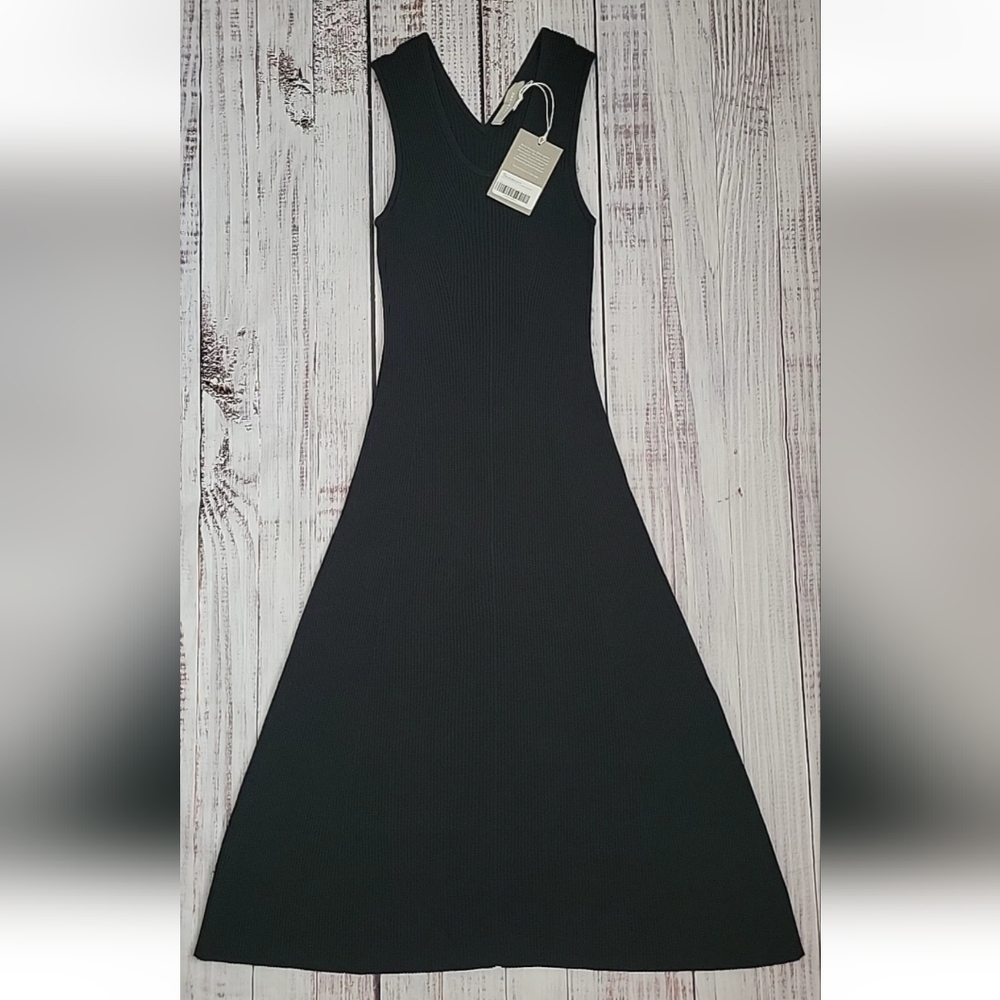 Everlane The Ribbed Midi Dress Black Viscose Sleeveless Tank Small NEW NWT - Picture 3 of 9